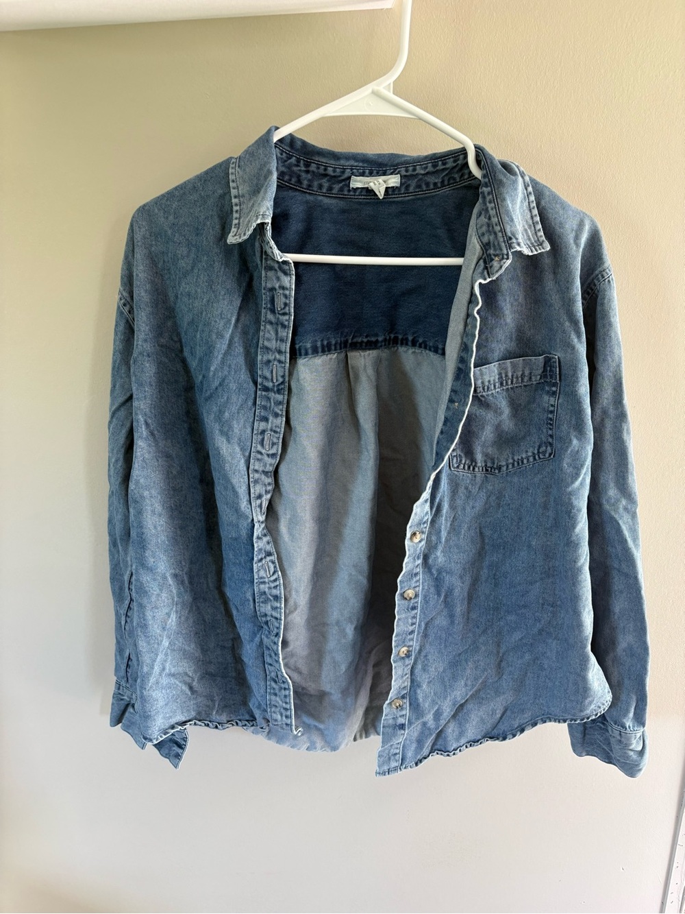 Maurices Washed Denim Button-Down Shirt - Blue